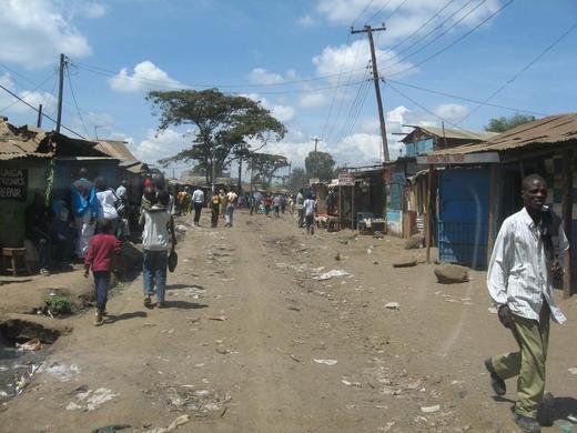 A slum village in Kenya, where Family members host an AIDS counseling program