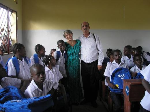 Gino and Clotilde in newly built school