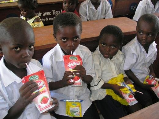 Kids enjoying a delicious yoghurt snack