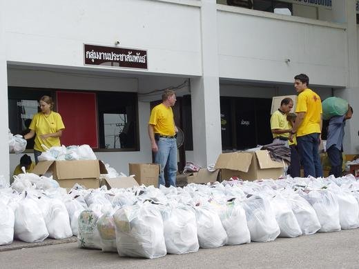Preparing to distribute donated clothes