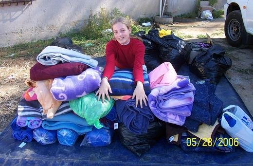 Blankets and warm clothes ready to be distributed to over 200 children, South Africa
