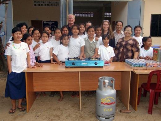 A new gas stove and cooking gas for a Cambodian girls' shelter