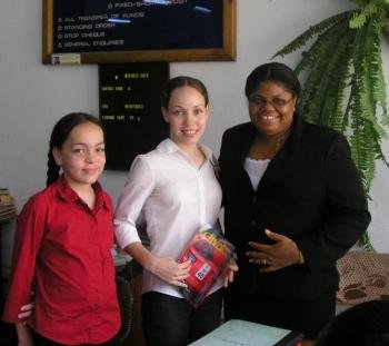 Lily and Marianne with a friend who regularly receives magazines to share with some young people she’s ministering to