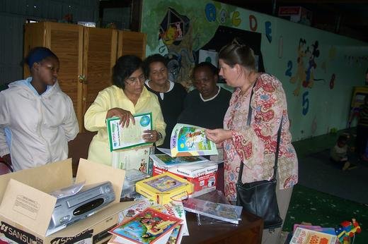 Helping Hand, Cape Town: Anja teaching about donated education materials