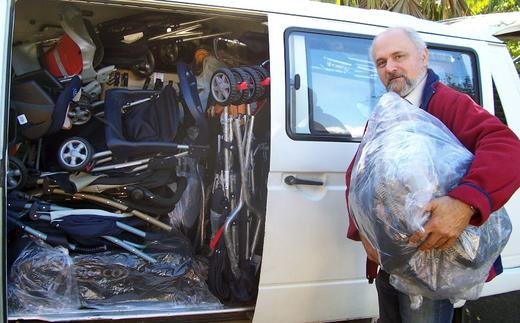 Helping Hand, Cape Town: Anthony with a load of prams