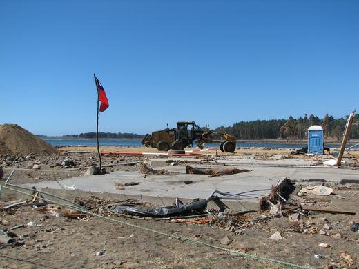 Foundation of a home that once stood by the beach