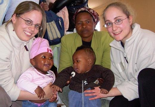 Helping Hand, Cape Town: Kristina and Lisa help out at the baby clinic