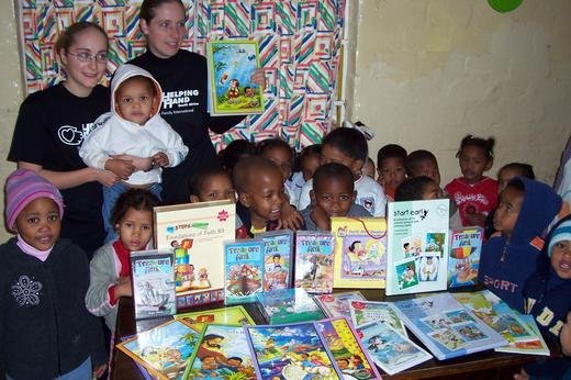 Lisa and Michelle with creche children