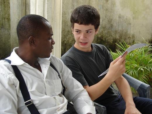 Marc and Ben studying the Bible