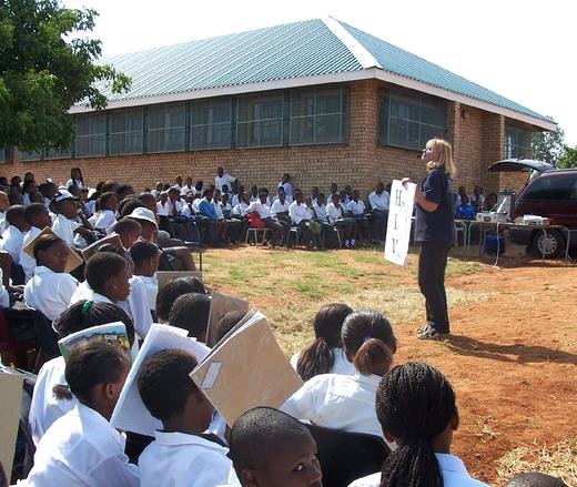 Rachel teaching HIV AIDS class to students in Limpopo