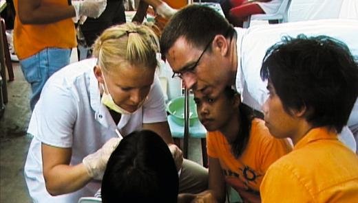<strong>On-the-job training.</strong> It was only after Lotte and Jens had both volunteered for the clinic that they met and realized that she is a student at the same dental college in Copenhagen, Denmark, where he teaches.

