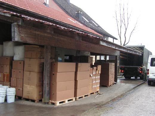 Surplus materials ready to be loaded